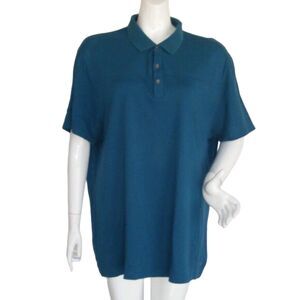 CALVIN KLEIN Polo Shirt, XXL, Dark teal, Short sleeves, CK, 3 buttons